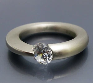 REIF-DESIGN - ESCLUSIVO ANELLO DI SERRAGGIO BRILLANTE - PLATINO 950 - DESIGN MODERNO! - Foto 1 di 8