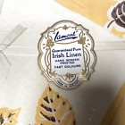 Serviettes et nappes en lin irlandais vintage x 4 motifs feuilles jaunes marron Lamont