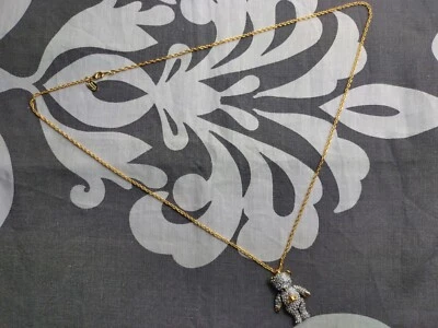 Vivienne Westwood Gold and Crystal Teddy Bear Orb Pendant Chain Necklace - Image 1 of 4