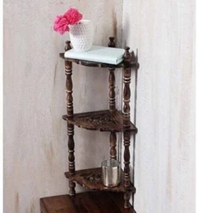 Wooden Mini Corner Rack Stand Side Table Corner Rack Living Room & Bedroom - Picture 1 of 7