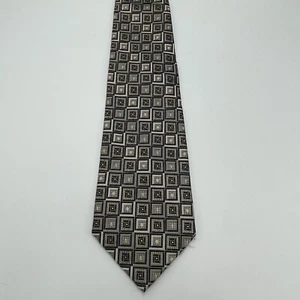 BURMA BIBAS 100% Silk Neck Tie 61" Long 4" Wide Metallic Geometric Print Grey - Picture 1 of 3