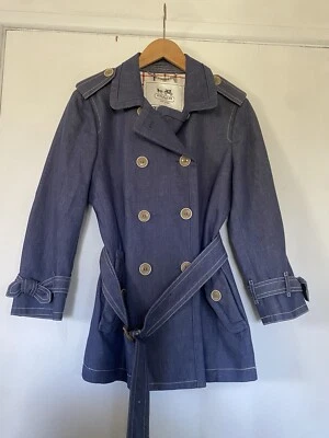 Chaqueta Abrigo Coach Chambray Hamptons Y2K Cinturón Medio Trench Doble Pecho Elegante Foto 1 de 4