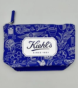 Kiehl's Makeup Cosmetic Travel Bag Blue & White Graphics Canvas - Picture 1 of 15