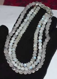 Collana stringa 21" argento sterling 925 pietra preziosa naturale 100% 6/7 mm perline lisce - Foto 1 di 12