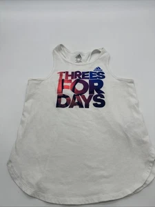 Adidas Tank Top Youth Girl Large Graphic Print Logo White ..#31841 - Picture 1 of 11