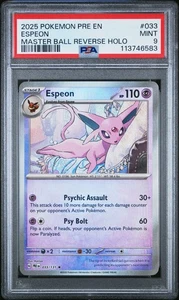 Espeon Master Ball Reverse Holo 033/131 Prismatic Evolutions PSA 9 - Picture 1 of 2