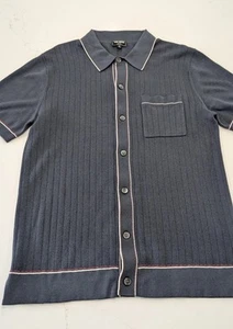 TODD SNYDER COTTON SILK SHORT SLEEVE FULL PLACKET Riviera POLO IN Blue, SIZE S - Picture 1 of 10