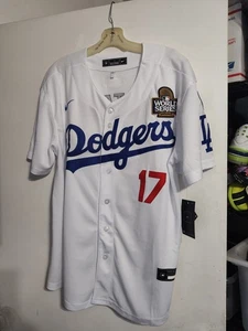 Camiseta deportiva Nike Dodgers-Ohtani #17-blanca-serie mundial 2024-cosida-talla grande-NUEVA - Imagen 1 de 17