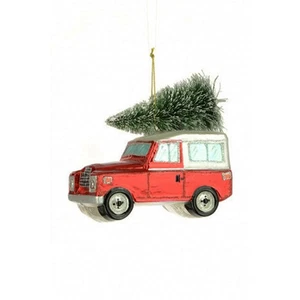 Land Rover With Christmas Tree Hanging Ornament Red 12cm - Picture 1 of 1