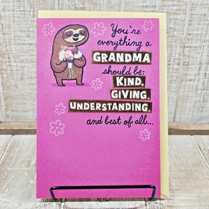 Tarjeta de felicitación de cumpleaños Hallmark 5x7 abuela rosa perezoso tipo regalo pop out - Imagen 1 de 9