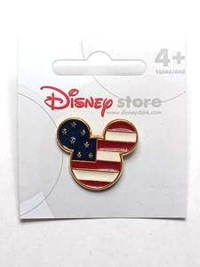 Neu Disney Stores Sammlerstück Pin Mickey Mouse Kopf amerikanische Flagge Symbol - Bild 1 von 3