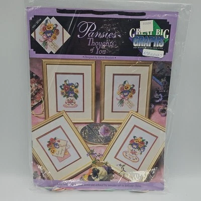 Pansies Thoughts Of You Cross Stitch Pattern Chart Great Big Graphs Flowers - Image 1 of 4