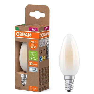 Osram LED Filament C35 Kerze 1,2W =25Watt E14 matt neutral 4000K Ultra effizient - Bild 1 von 4