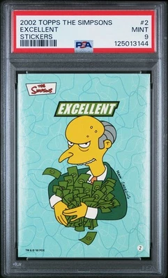 2002 TOPPS THE SIMPSONS MR. BURNS EXCELLENT #2 TRADING CARD | PSA 9 MINT POP 3 - Image 1 of 4