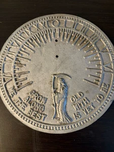 Vintage Bronze 11" SONNENUHR alt werden mit mir Garten Sensenmann Vaterzeit - Bild 1 von 4