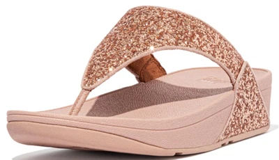 #FitFlop Lulu Glitter Toe-Post Sandals - Size 8 (EU39) - Rose Gold - Image 1 of 4