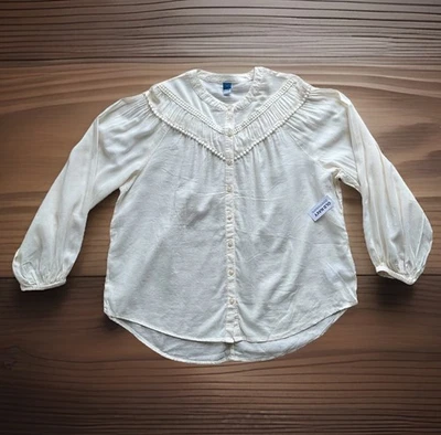 NUEVO CON ETIQUETAS OLD NAVY Para Mujer S Marfil Boho Campesino Plisado Crochet Abotonado Poeta Blusa Foto 1 de 4