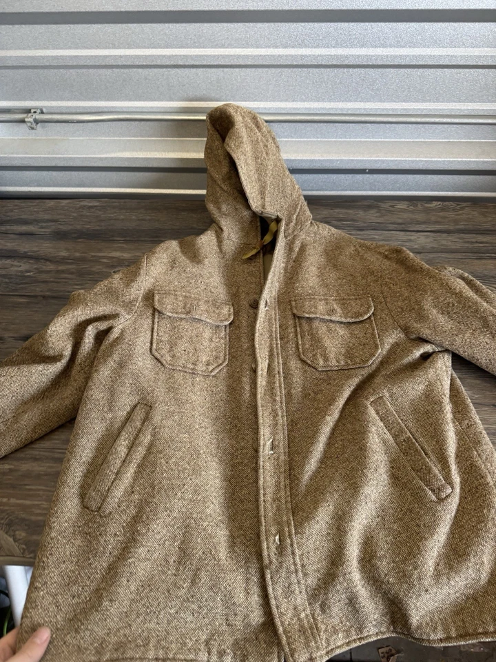 Chaqueta Abrigo Vintage WOOLRICH PARA HOMBRE Grande REVERSIBLE Con Capucha Trabajo Cálido Usado en Excelente Condición Foto 1 de 4