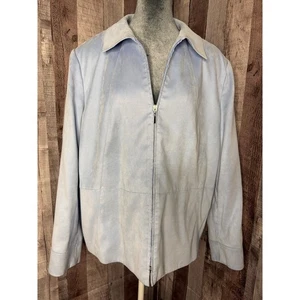 Talbots hellblauer Blazer Jacke mit durchgehendem Reißverschluss Damengröße 16 W Vintage-Geschenk - Bild 1 von 11