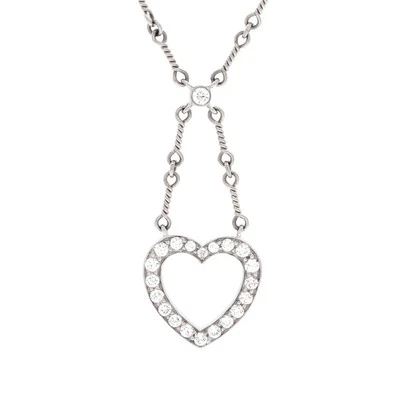 Tiffany & Co. Colgante Collar Sentimental Corazón Abierto Diamante Pt950 Lariat Foto 1 de 4