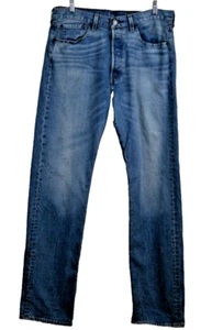 501 Levi's Jeans Mens 33x34 Distressed Wash Button Fly Straight Whisker Cotton - Picture 1 of 7