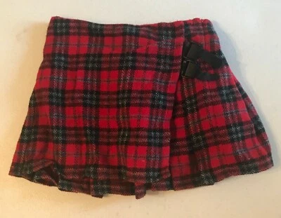 DKNY ~ Girls Infant Toddler Red Plaid Kilt Skort Wool Blend ~ Size 12 months - Image 1 of 2
