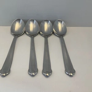 4 PLACE OVAL SOUP SPOONS MIKASA CLASSICO SATIN 18/8 KOREA 7 5/8” - Picture 1 of 3