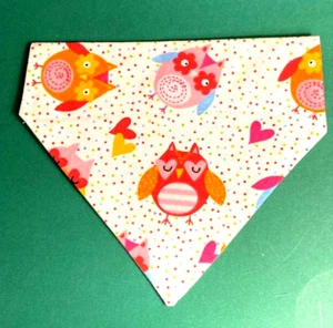 Over Collar SlideOn Pet Dog Cat Bandana Scarf   SUMMER  COLORFUL OWLS   SM/ MED - Picture 1 of 1