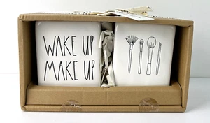 NEW Rae Dunn Wake Up Make Up Gift Package - White Makeup Brush Storage Caddy Set - Picture 1 of 4