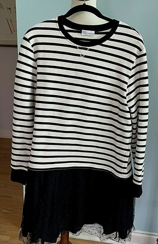 Abito in maglia manica lunga nero avorio RED VALENTINO con gonna in tulle taglia L