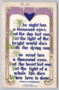 1907 Gedicht "..Licht eines Lebens stirbt, wenn Liebe getan ist" Text Postkarte (Sheahan) UNP - Bild 1 von 4