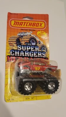 Camión monstruo Chevy S18 Matchbox The Super Chargers Mud Racers '57 1987 nuevo en paquete Foto 1 de 4