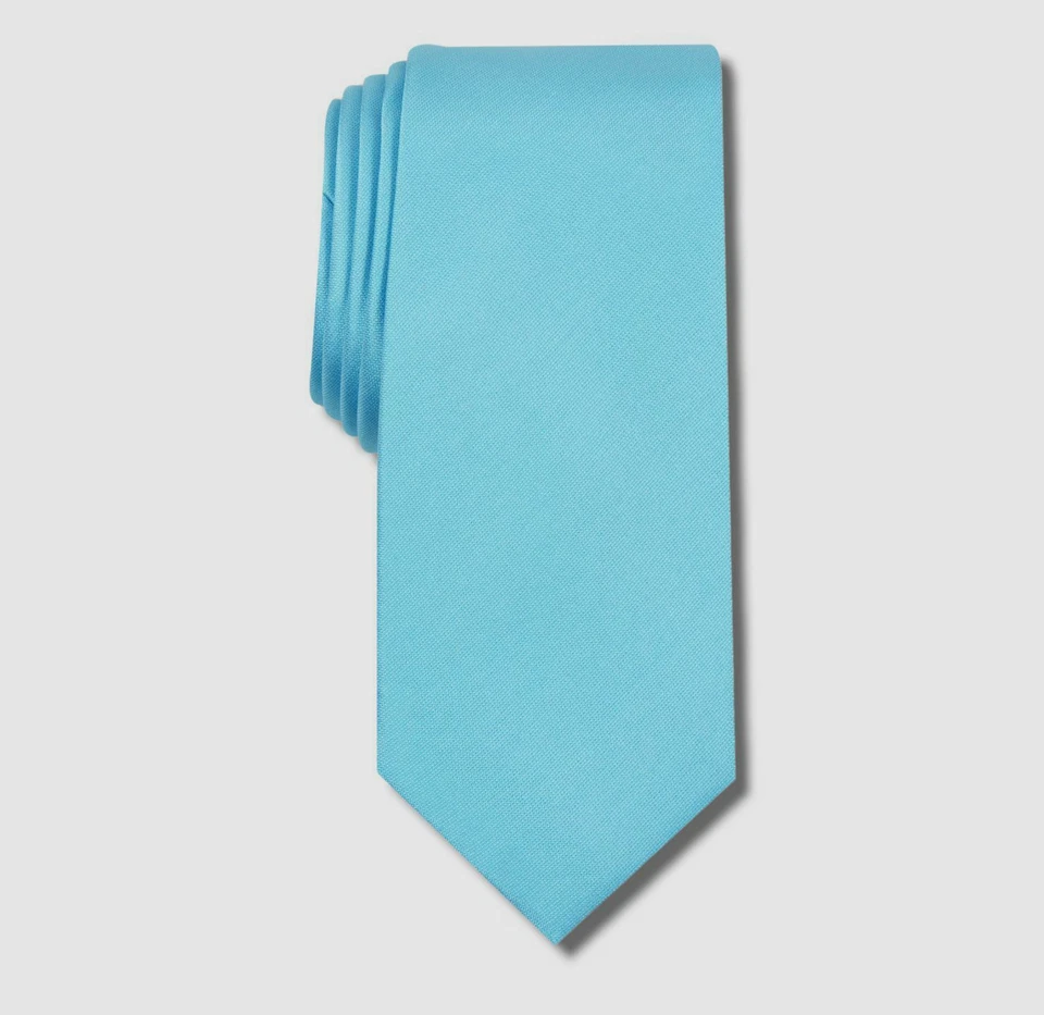 $55 Alfani Men's Blue Solid Silk Dress Tie Skinny Classic Necktie 58.5 x 3 - Image 1 of 1