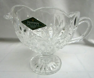 GODINGER SHANNON CRYSTAL..PINEAPPLE..ROUND..FOOTED..9 OZ GRAVY SAUCE BOAT..LADEL - Picture 1 of 6