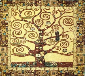 GUSTAV KLIMT TREE OF LIFE V1 28" 70CM LINED BELGIAN TAPESTRY WALL HANGING, LINED - Picture 1 of 5