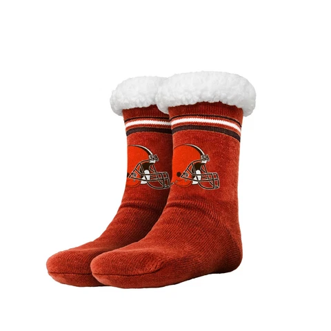 Cleveland Browns Women's Stripe Logo Tall Footy Slippers - Size 6-10  Non Skid Cover