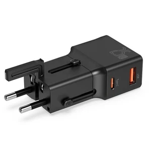 25W Fast Charging Universal International Travel Plug, USB-C & USB, Slim Folding - Picture 1 of 19