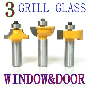 3pc 1/2 Shank Grill Glass Door Round Over & Bead Router Bit Set sct-888 - Picture 1 of 11