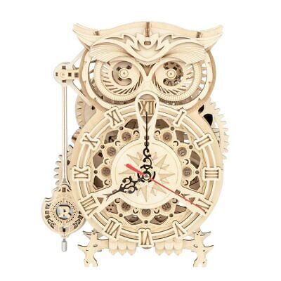 ROBOTIME ROKR Owl Wall Clock Mechanical Wooden Model Kit LK503 • 34.95£