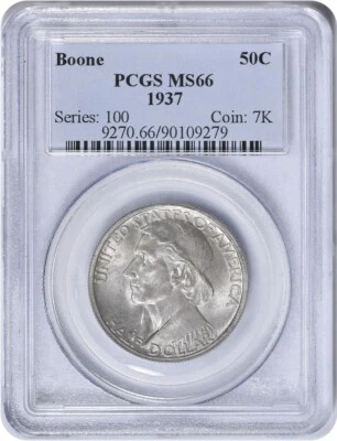 1937 Boone Commemorative Half MS66 PCGS Mint State 66 - Image 1 of 2