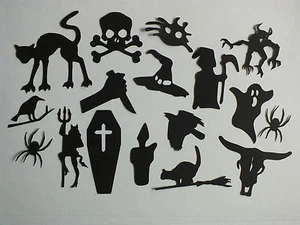 10 HALLOWEEN WITCHES GHOSTS CAT COLDRONS BROOMS DEVILS MONSTER 160gsm cardstock - Picture 1 of 47