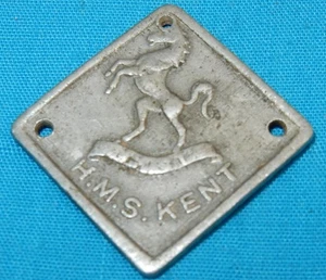 WW2 ROYAL NAVY HMS KENT PAY CHECK TALLY TOKEN DOG TAG To D COATH - WORLD WAR II - Foto 1 di 2