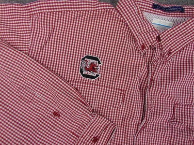 South Carolina Gamecocks Shirt Mens XL Red White Check  Columbia Super Bonehead - Image 1 of 4
