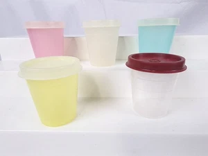 5 contenitori TUPPERWARE mini midget TAZZE PORTAOGGETTI rosa giallo pastello - Foto 1 di 2