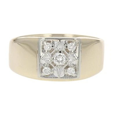 .19ctw Round Cut Diamond Cluster Wedding Band Ring 10k Multi-Tone Gold Size 12 - Image 1 of 4