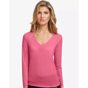 Jamie Sadock Sunsense UVP Long Sleeve V-Neck Lightweight Top Neon Pink Size XXL - Picture 1 of 13