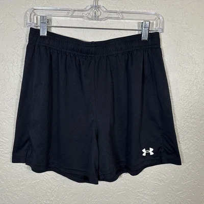 Under Armour Heat Gear Women's Men's Shorts M Loose Black Elastic Waist FLAWS - Image 1 of 4