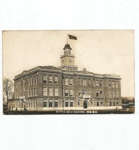 Antigua postal con foto real de 1920 del edificio de la escuela secundaria Renton Washington RPPC - Imagen 1 de 3