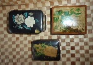 3 Small vintage boxes, 2 wooden 1 being a box for ink stamping & 1 made of tin - Picture 1 of 18