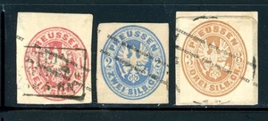 Preußen - geschnittene Quadrate - 3 gebrauchte Briefmarken - schöne Zentrierung (22-SS) - Bild 1 von 1